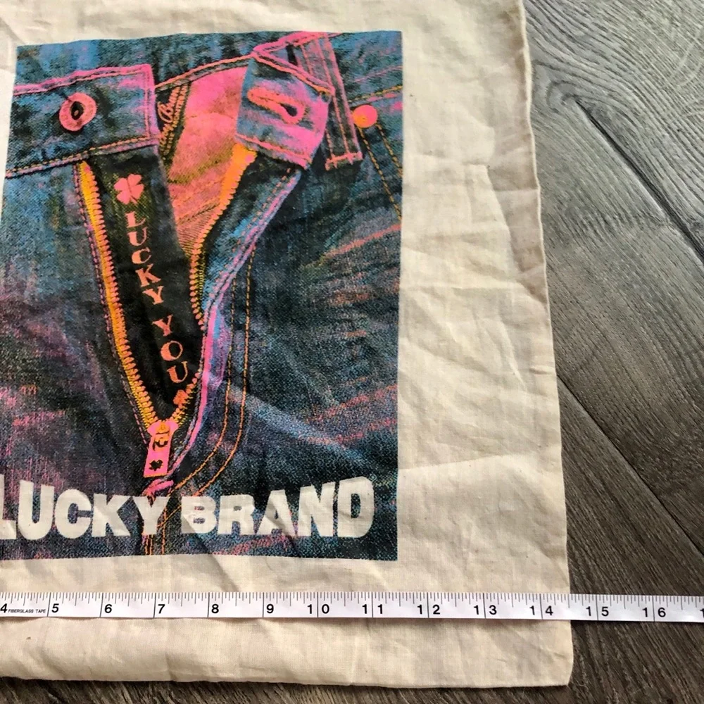 Vintage Lucky Brand LuckyYou Screen Printed Reusable Small Cloth Tote Bag.